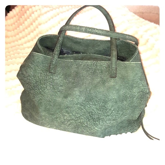 Free People Handbags - Free People Vegan Leather Green Large Purse